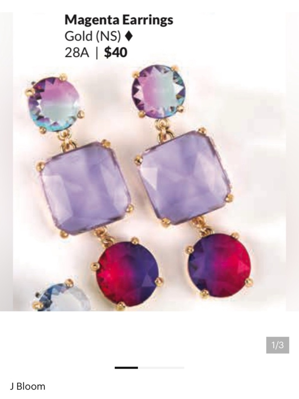 bloom Multicolor Gem Drop Earrings in Magenta, Purple & Aqua